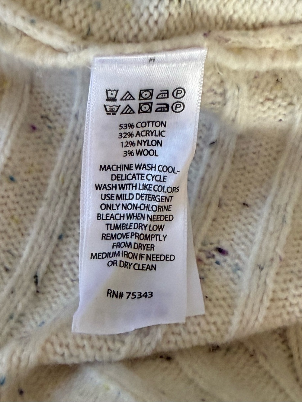 Tahari Cream Speckled V-Neck Oversized Sweater Women’s Size 2X - Picture 6 of 8